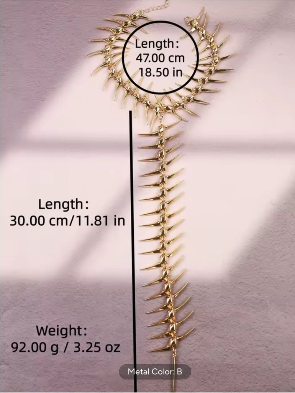 She’s Edgy Gold Spine Back Necklace