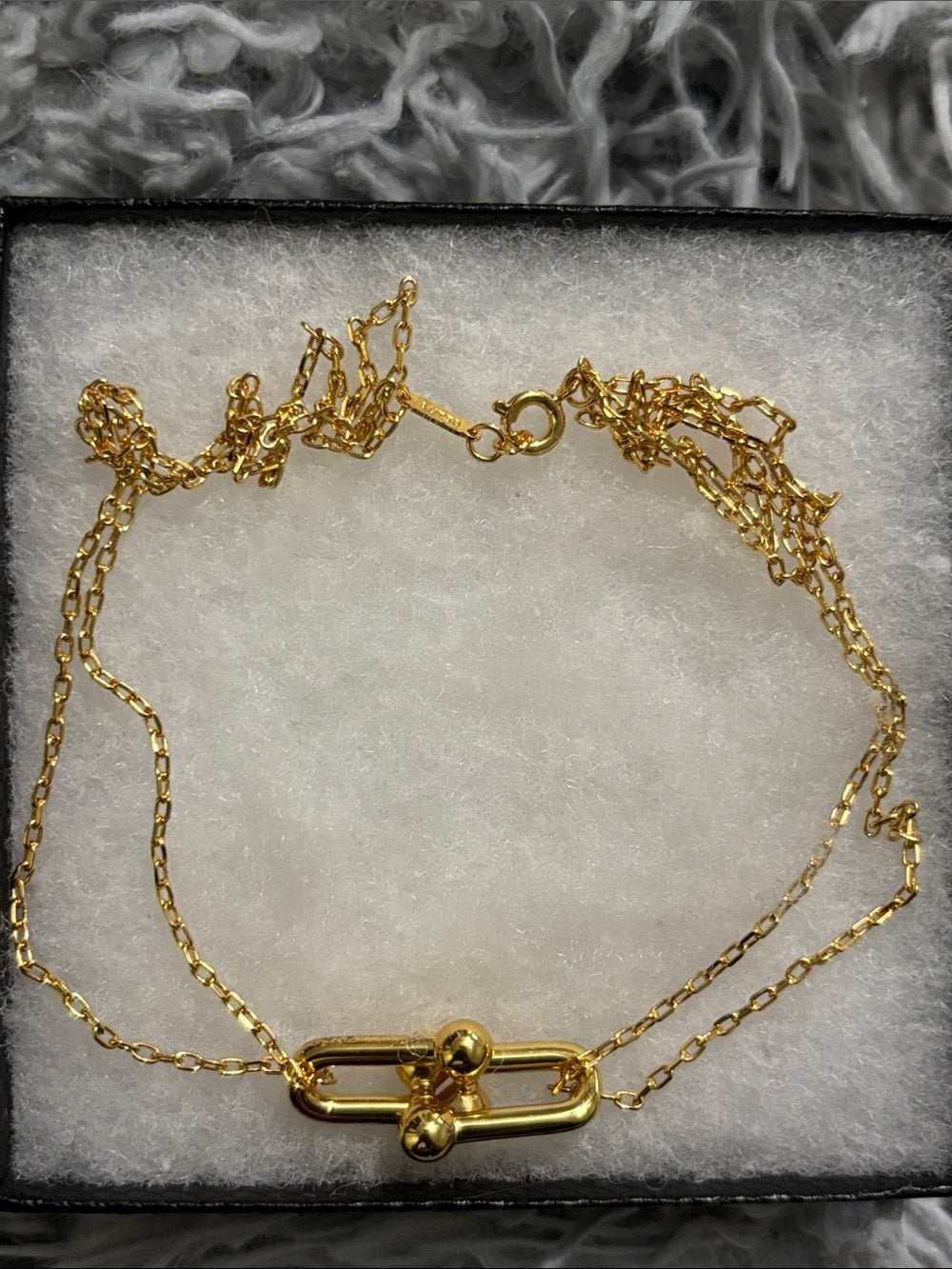 Tiffany Linked Hardware Gold Double Link Necklace
