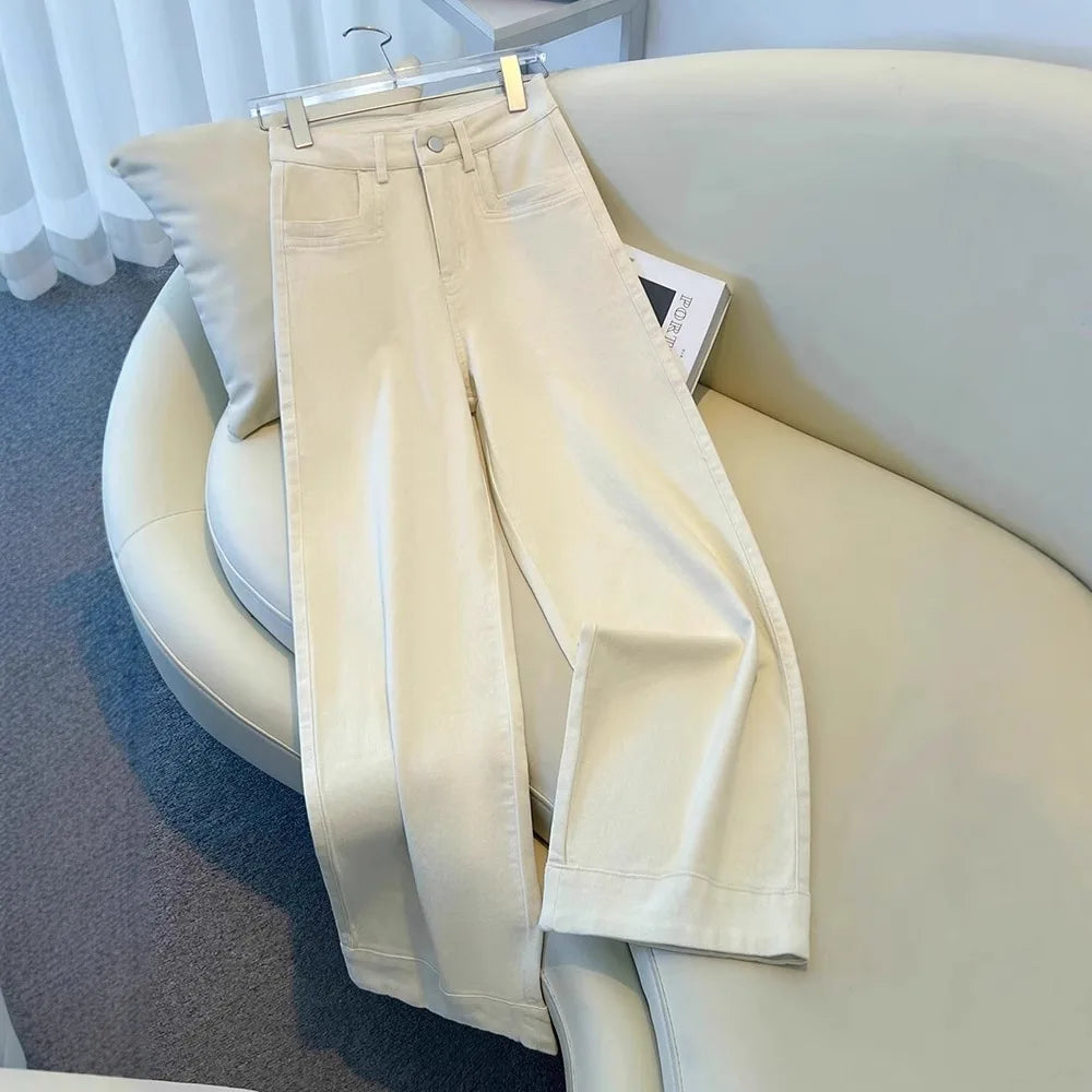 Ivory Icon Wide-Leg Jeans