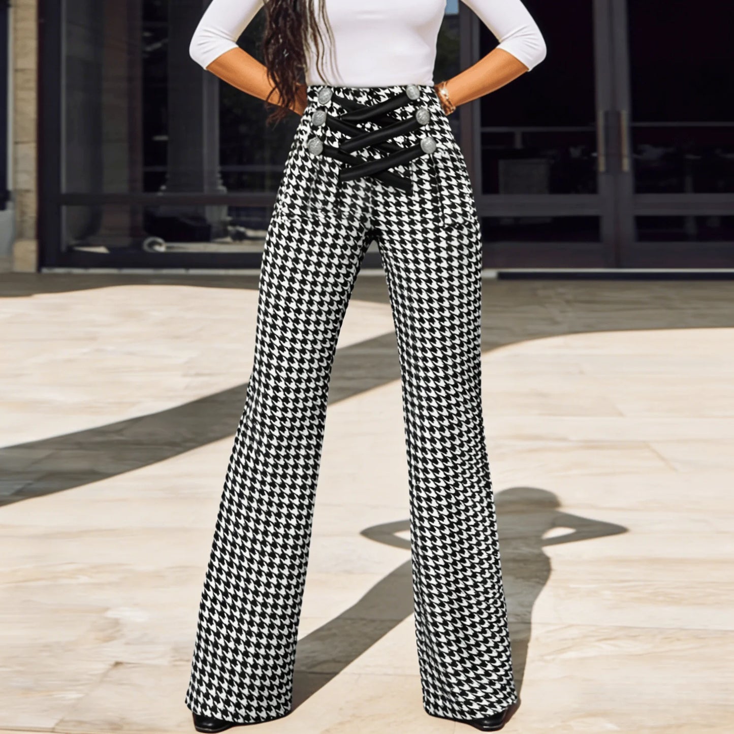 Monroe Houndstooth Statement Pants