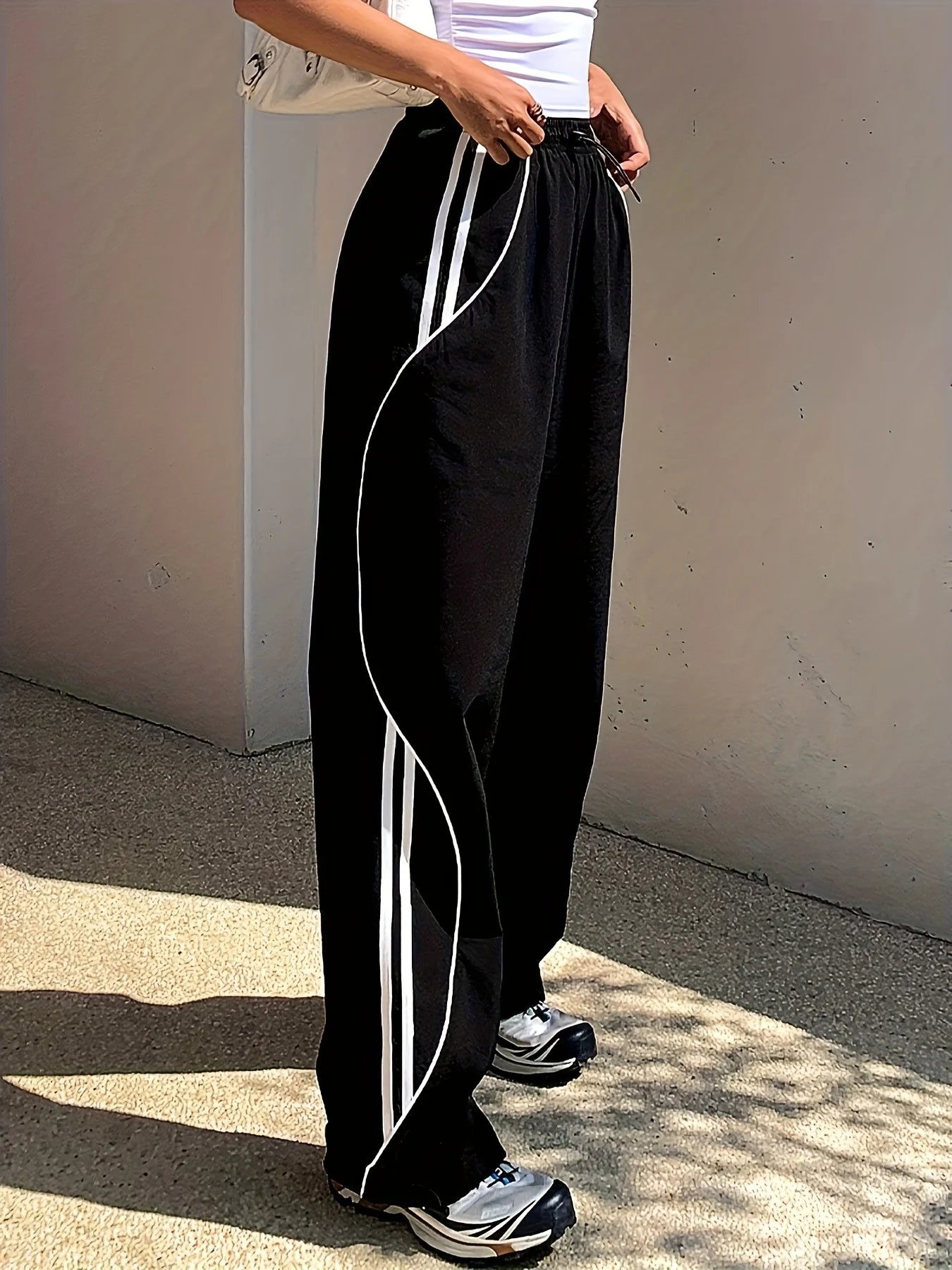 She's Relaxed - Side Stripe Relaxed Wide-Leg Pants