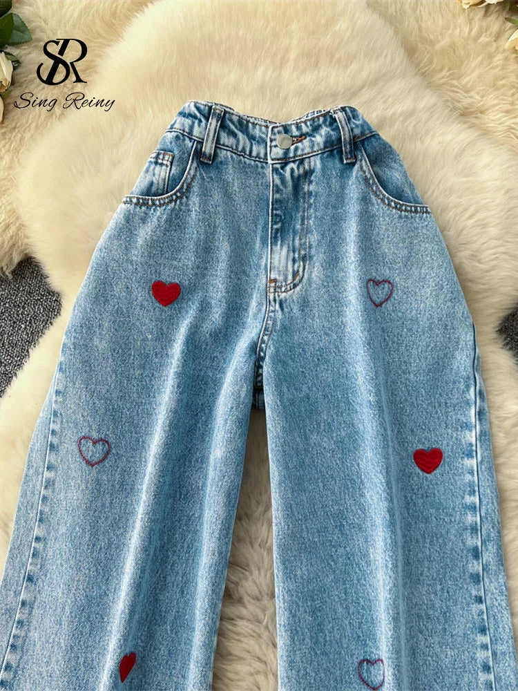 Sweetheart Stitch Wide-Leg Jeans