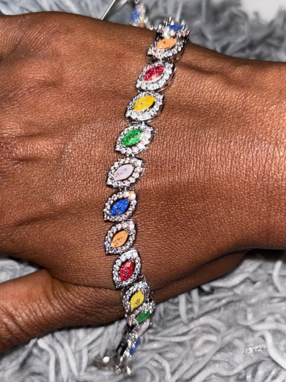 Multicolor Marquise Crystal Tennis Bracelet