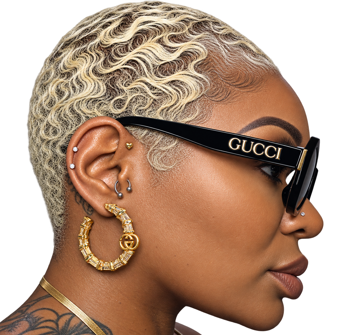 Gucci Black Oversized Shield Sunglasses