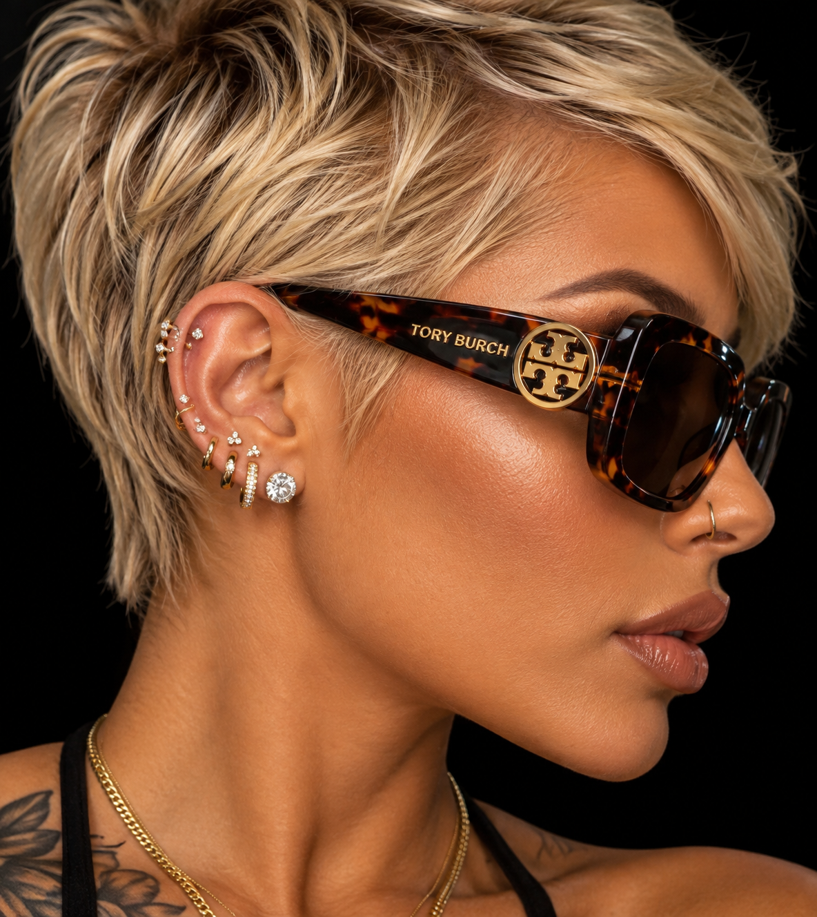 Tory Burch Oversized Tortoiseshell Sunglasses