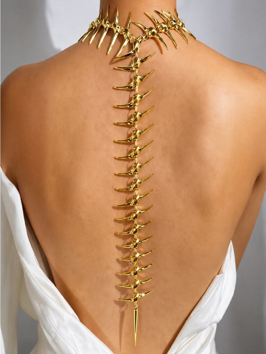 She’s Edgy Gold Spine Back Necklace