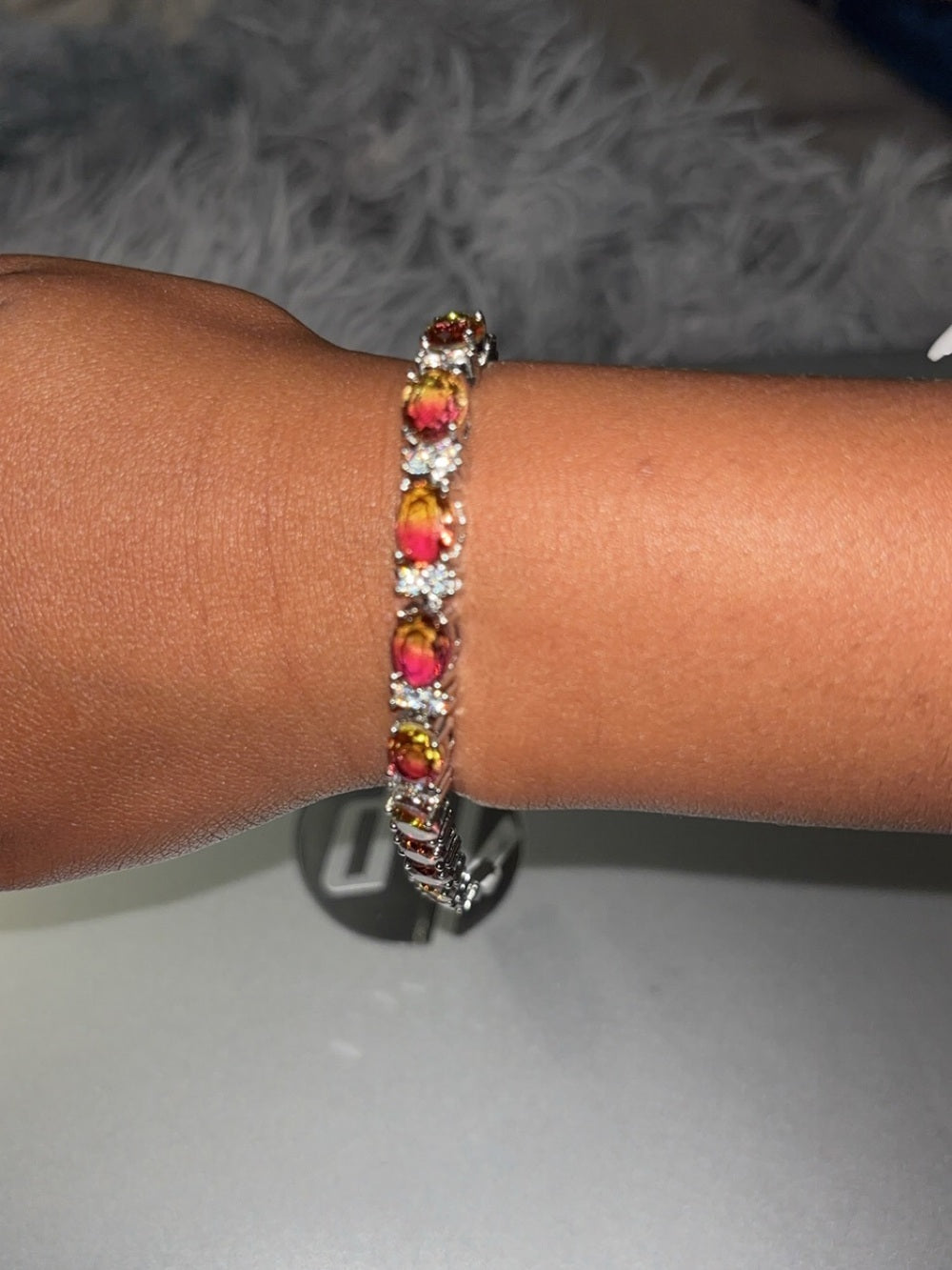 Scarlet Rose Gradient White Gold Plated Bracelet