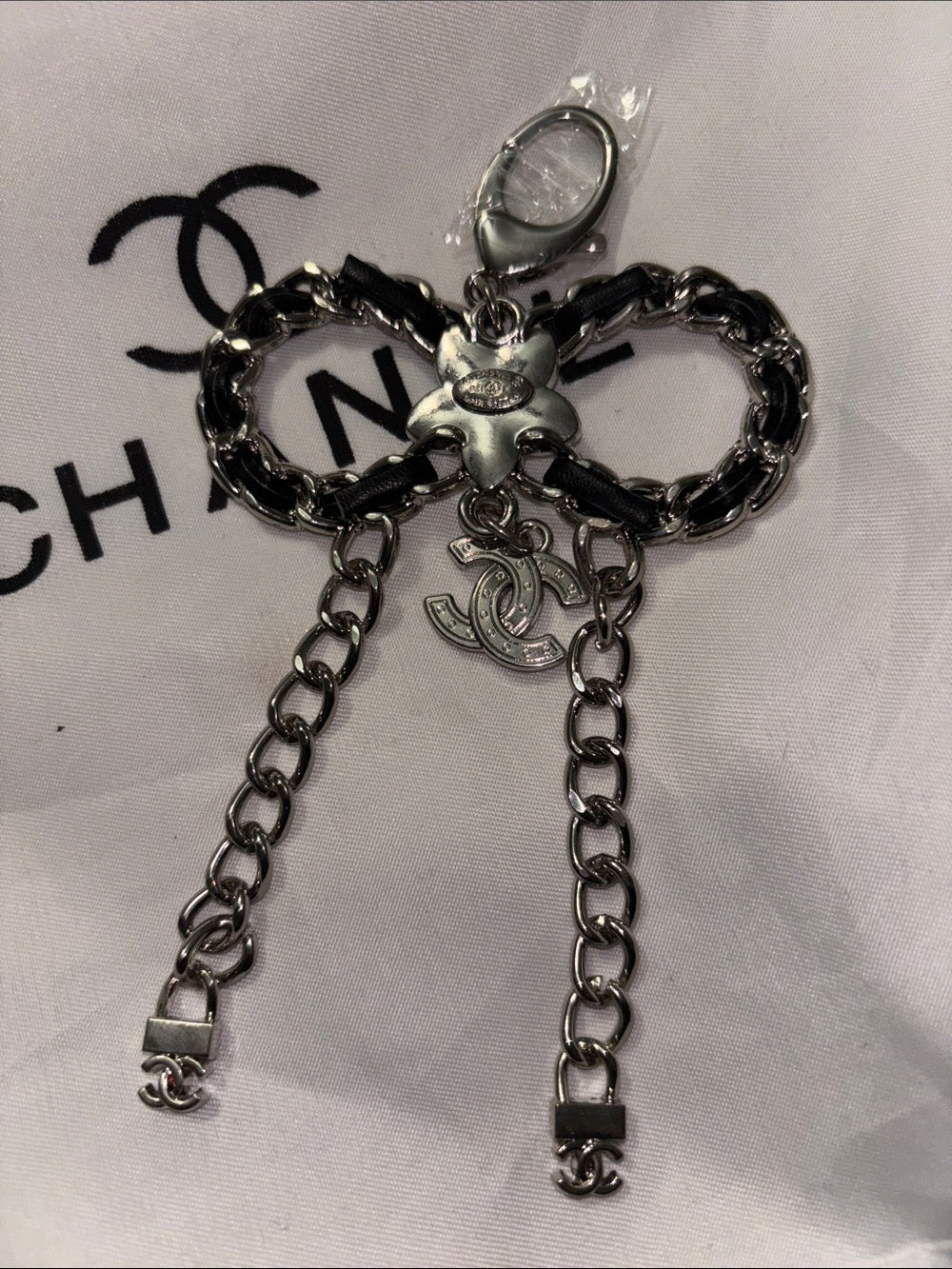 CC Silver and Black Bow Charm