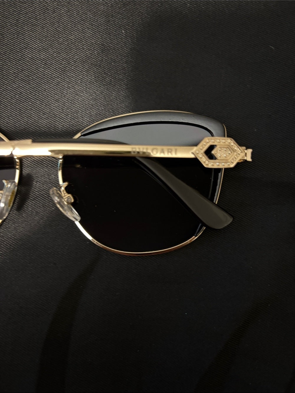 Bvlgari Black & Gold Square Sunglasses