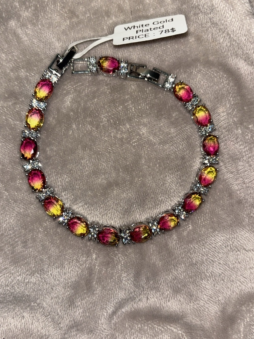 Scarlet Rose Gradient White Gold Plated Bracelet