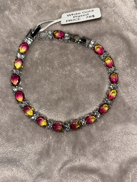 Scarlet Rose Gradient White Gold Plated Bracelet
