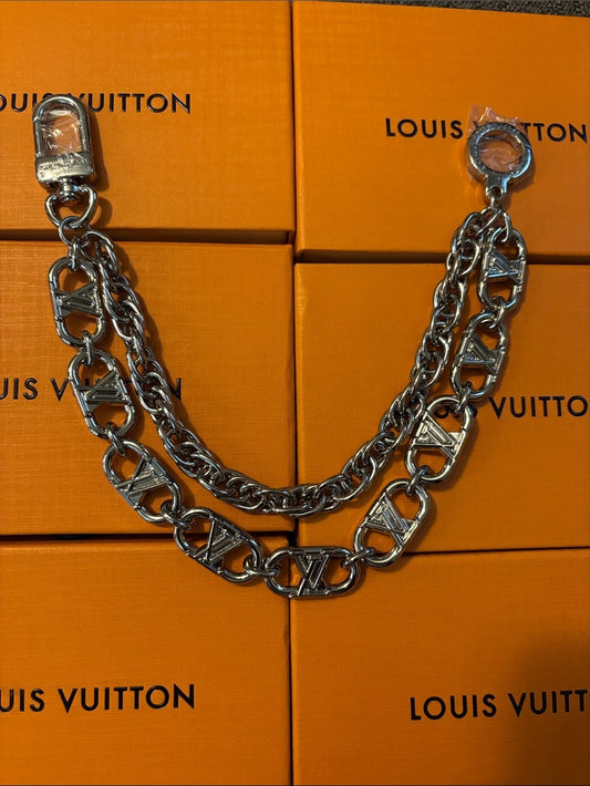 LV Silver-Tone Double Purse Chain