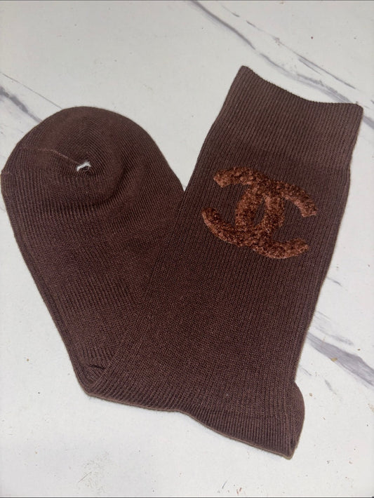 Brown CC Logo Crew Socks