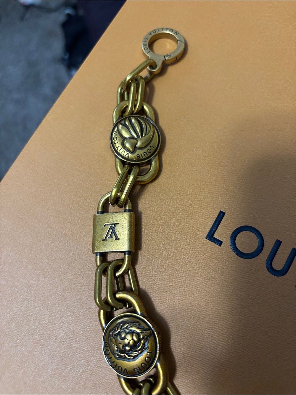 LV Gold-Tone Medallion Chain
