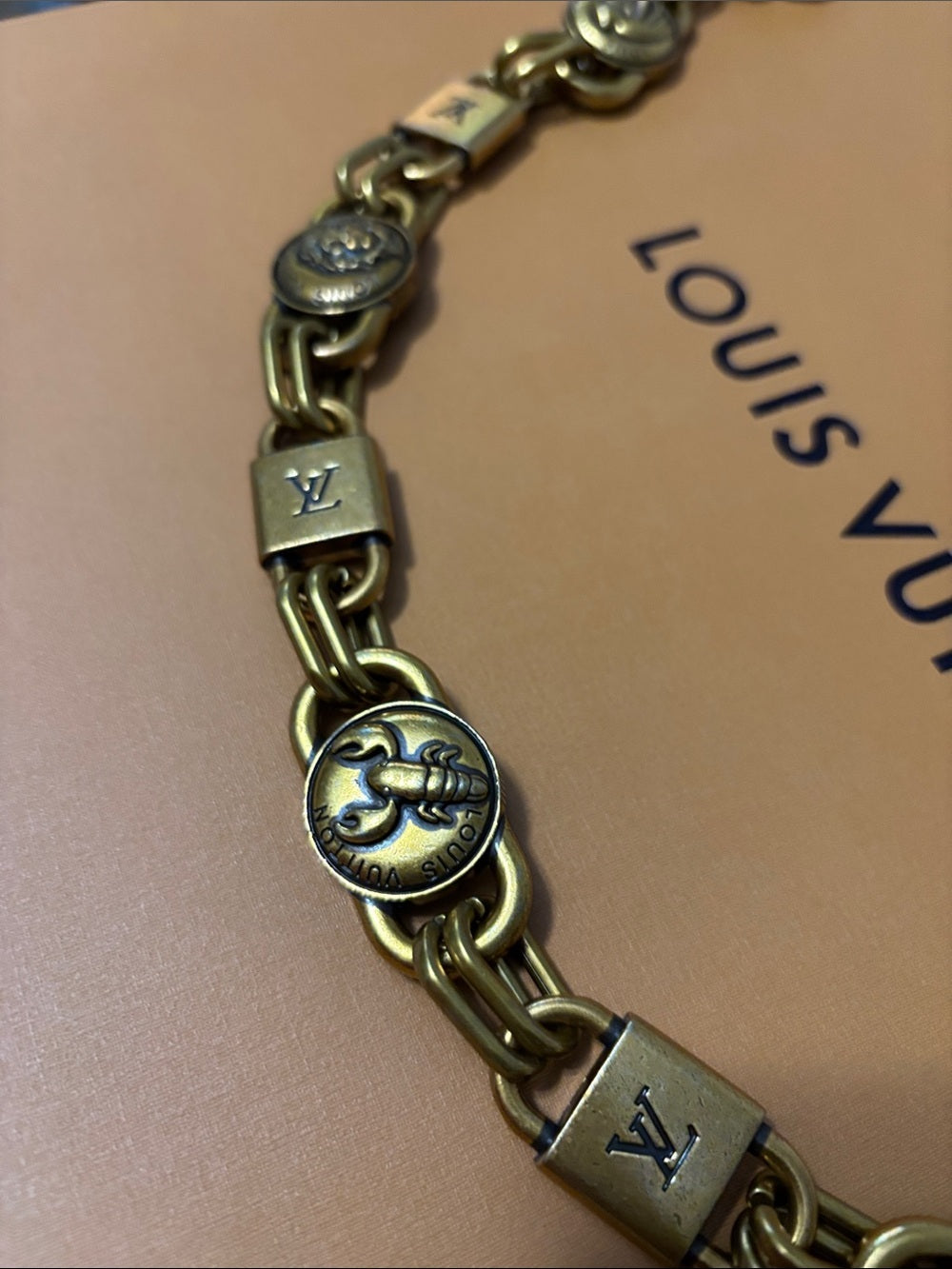 LV Gold-Tone Medallion Chain