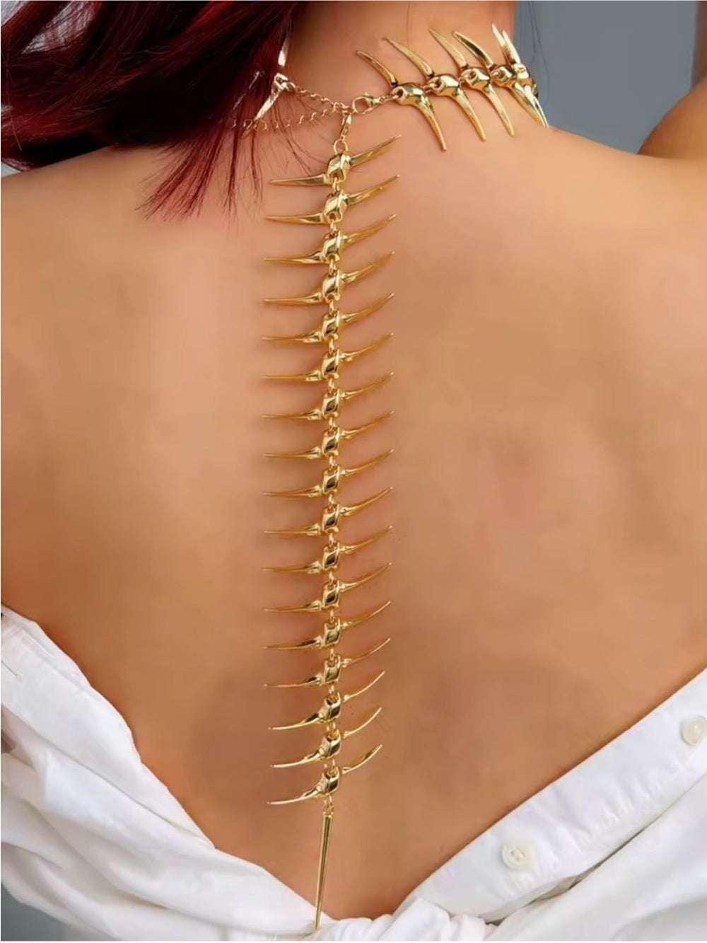 She’s Edgy Gold Spine Back Necklace