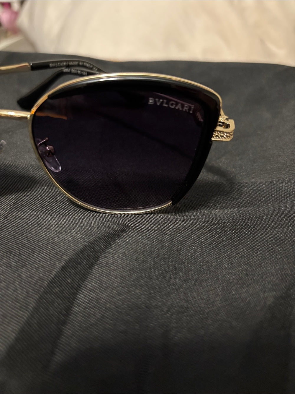 Bvlgari Black & Gold Square Sunglasses