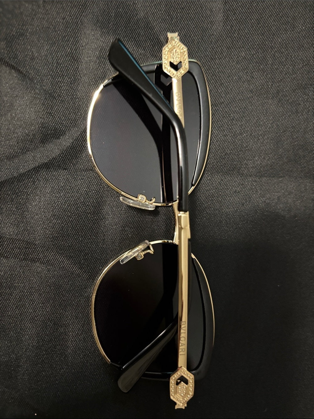 Bvlgari Black & Gold Square Sunglasses