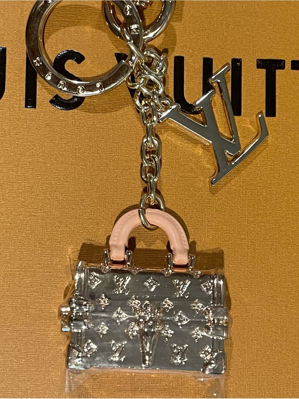 LV Pink & Silver Monogram Mini Bag Charm