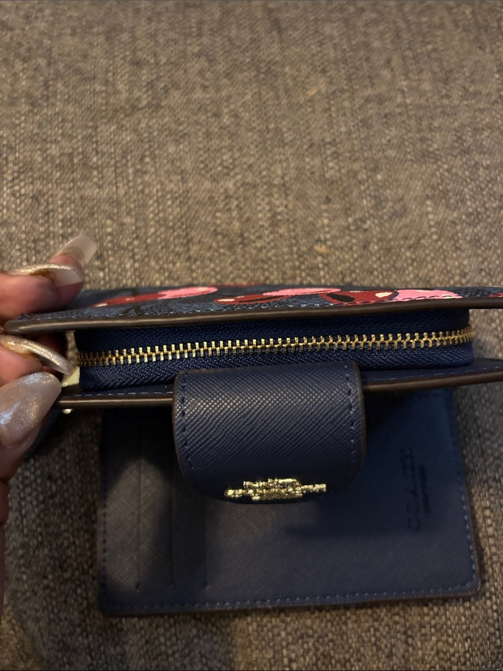 Coach Leather Wallet with Red Cherry Print