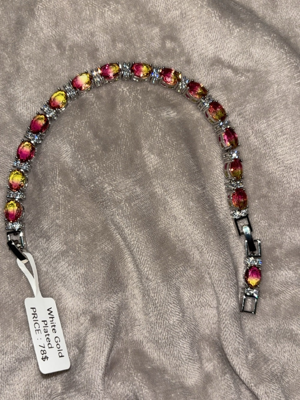 Scarlet Rose Gradient White Gold Plated Bracelet