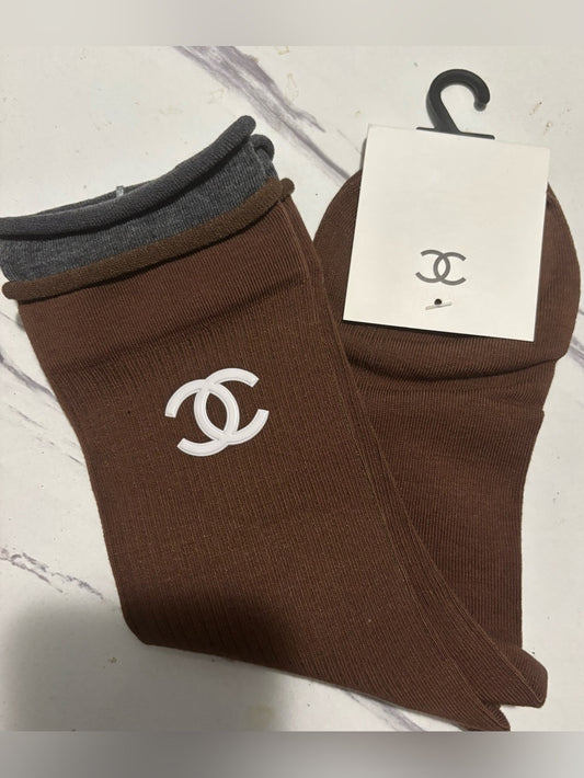 CC Ribbed Socks with Cream Logo