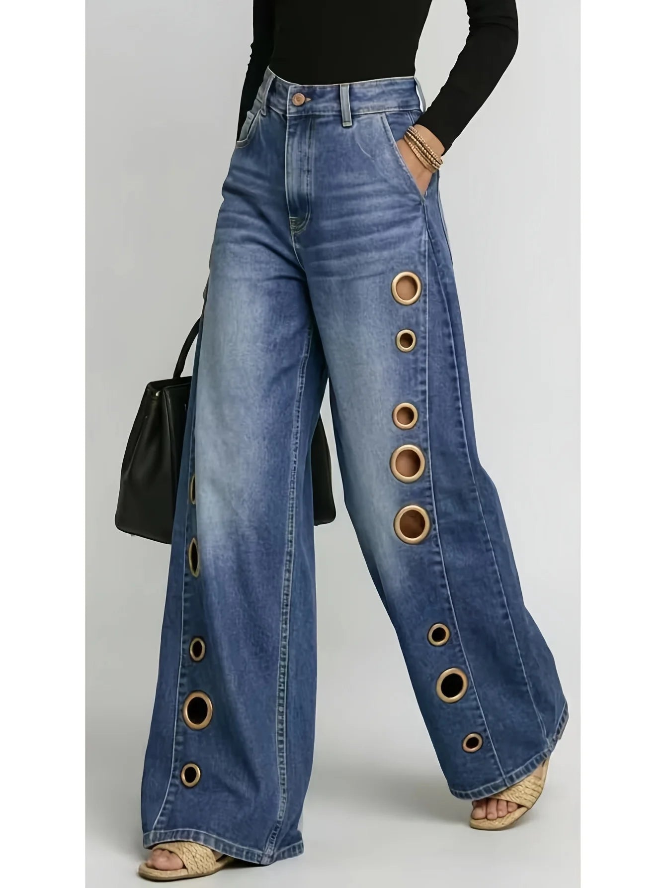 Gilded Edge Wide-Leg Jeans