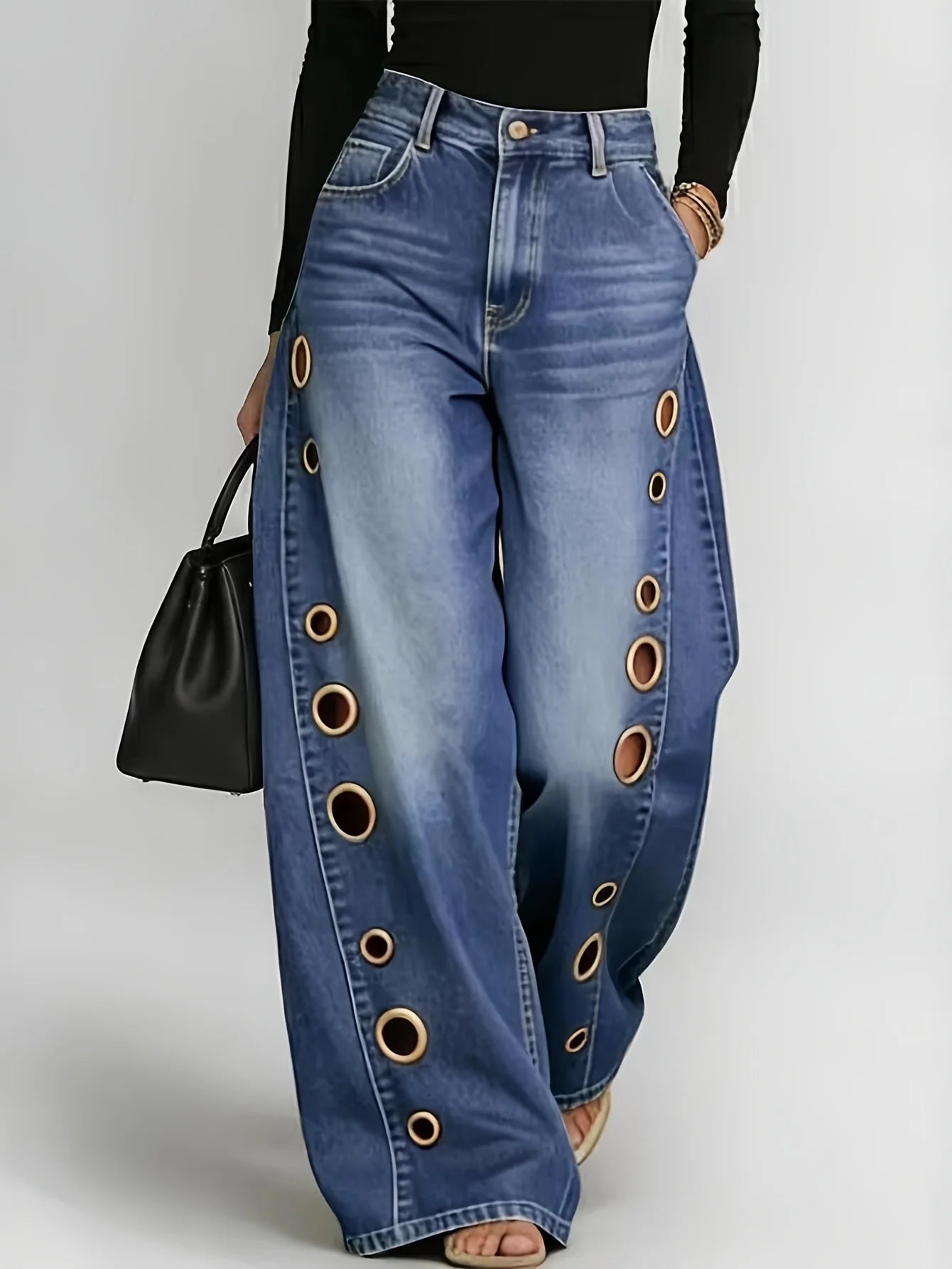 Gilded Edge Wide-Leg Jeans