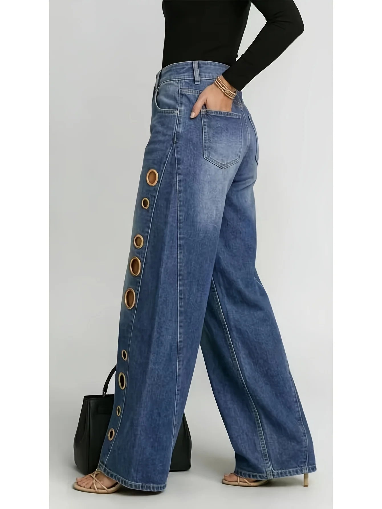 Gilded Edge Wide-Leg Jeans