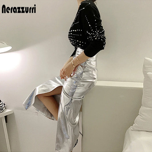 Luxe Metallic Midi Skirt