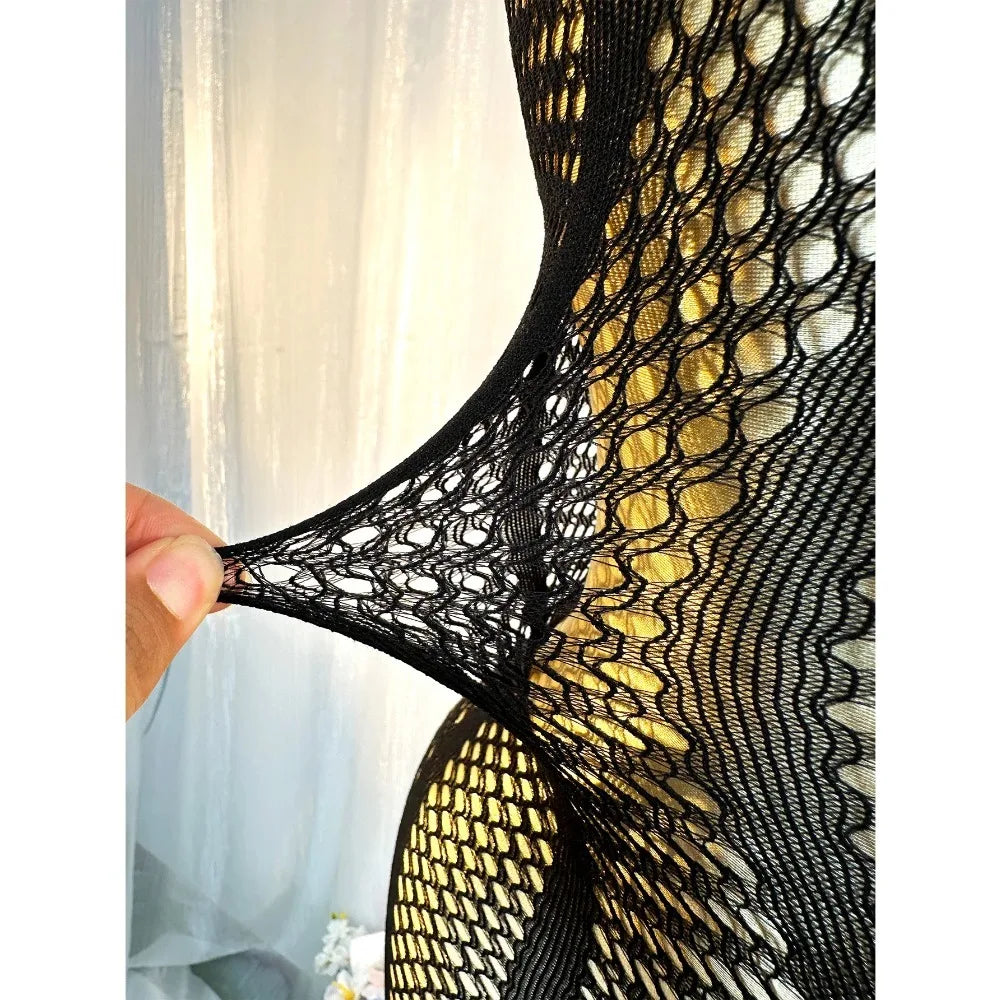 Midnight Temptation Crochet Cover-Up Dress