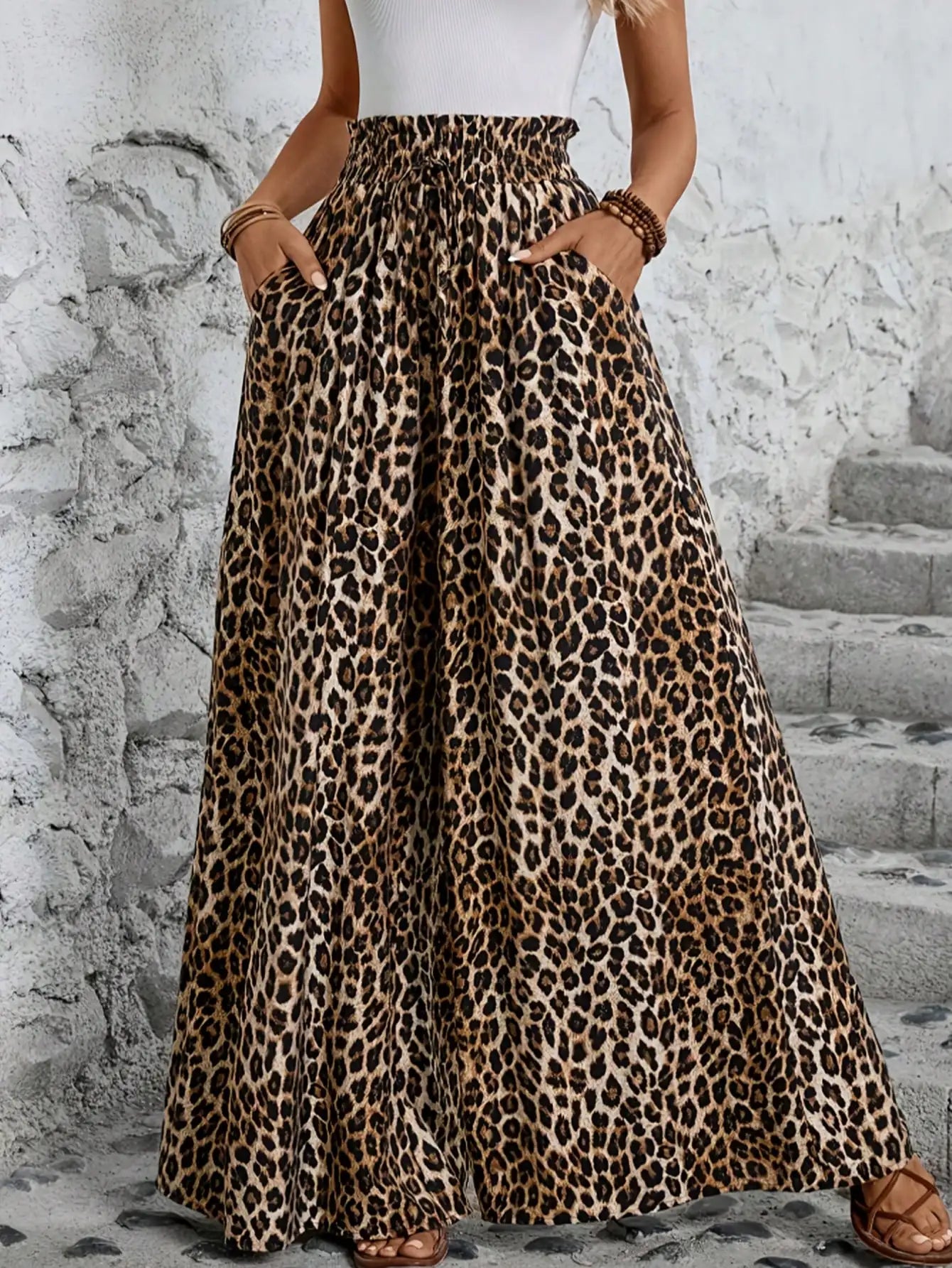 Savannah Breeze Leopard Palazzo Pants