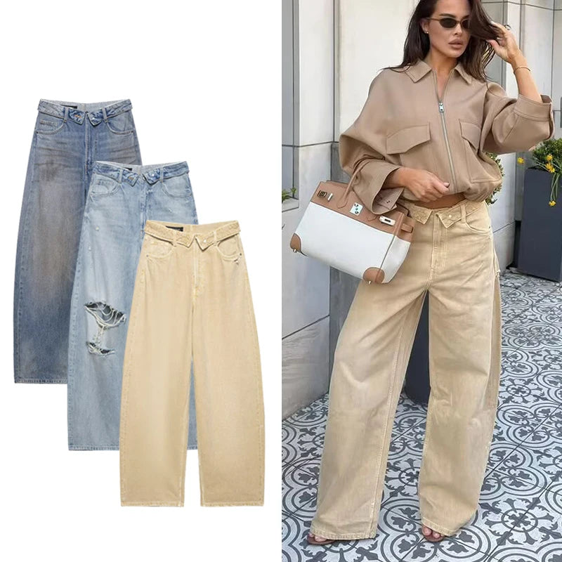 Downtown Edge Distressed Straight-Leg Jeans