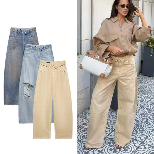 Downtown Edge Distressed Straight-Leg Jeans