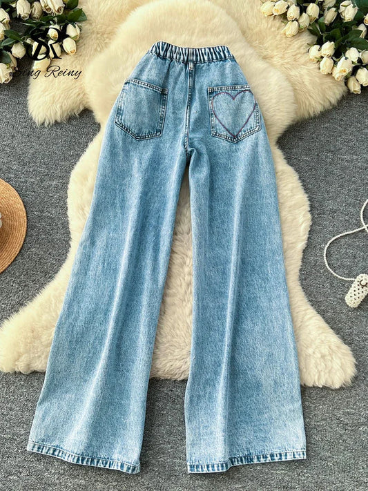 Sweetheart Stitch Wide-Leg Jeans