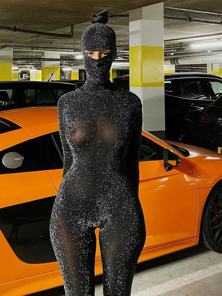Midnight Heist Rhinestone Jumpsuit