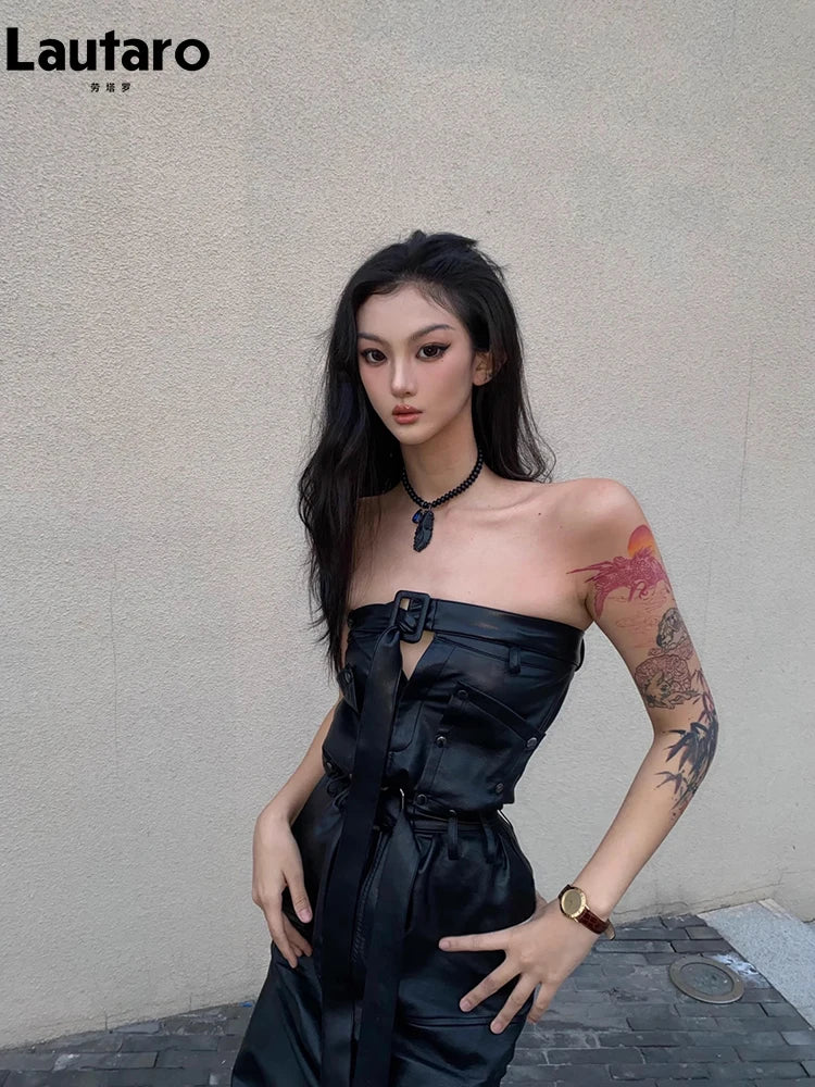 She's A Rebel - Luxe Faux Leather Cargo Skirt