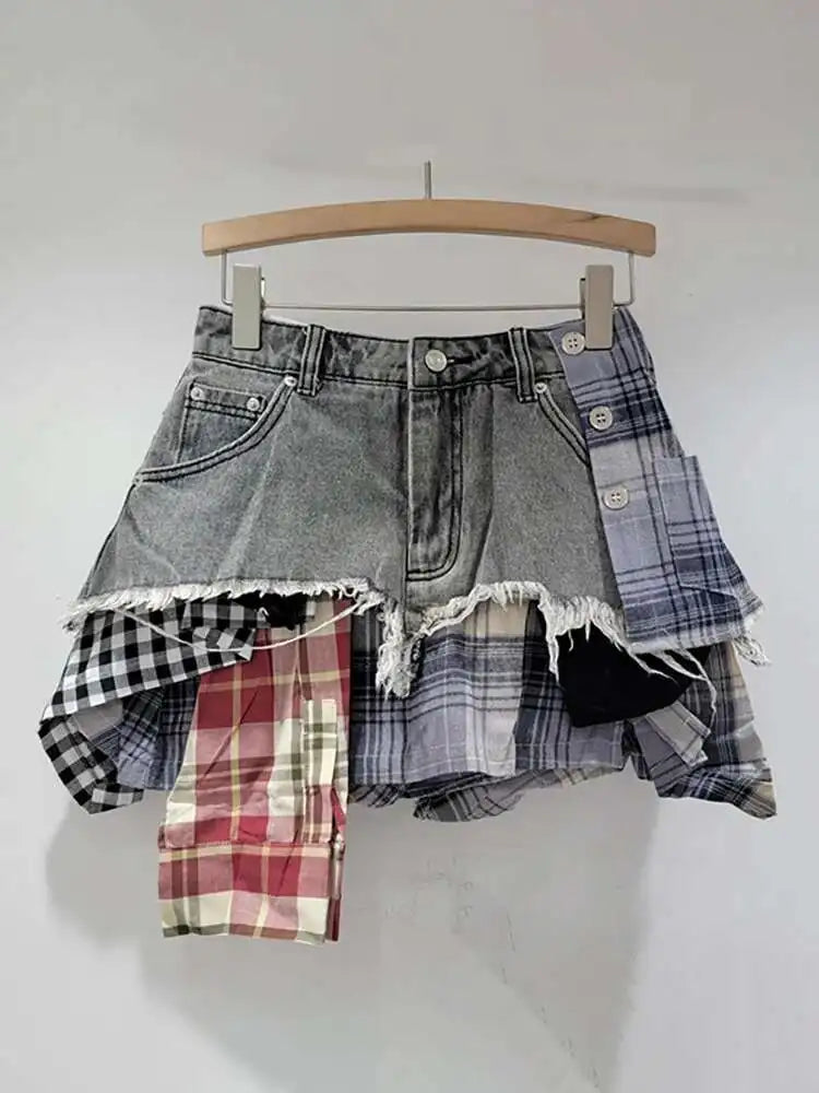 Rebel Remix Patchwork Denim Skirt
