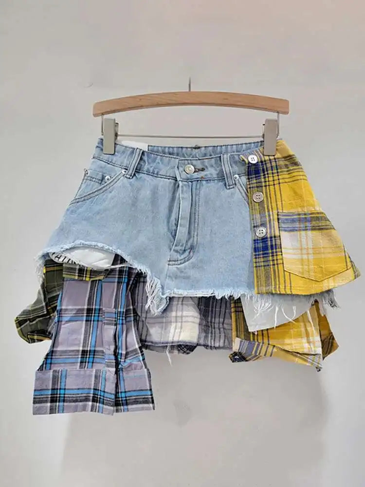 Rebel Remix Patchwork Denim Skirt