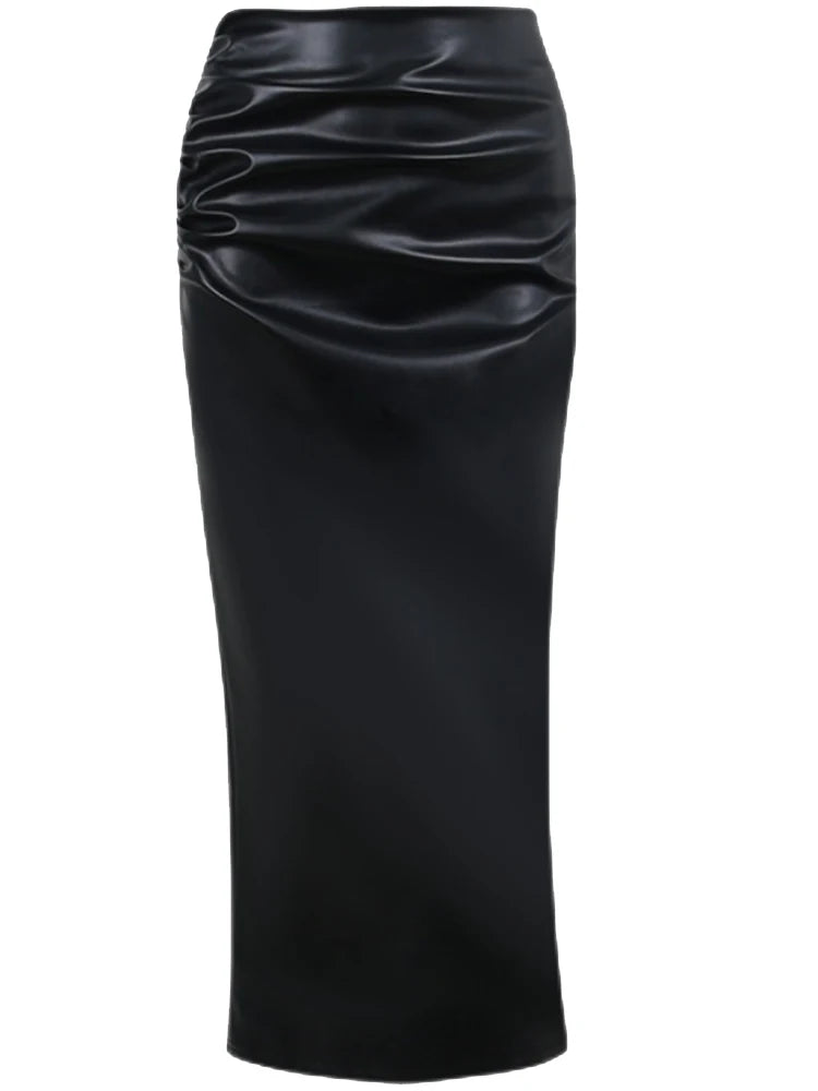 Executive Edge Faux Leather Midi Skirt