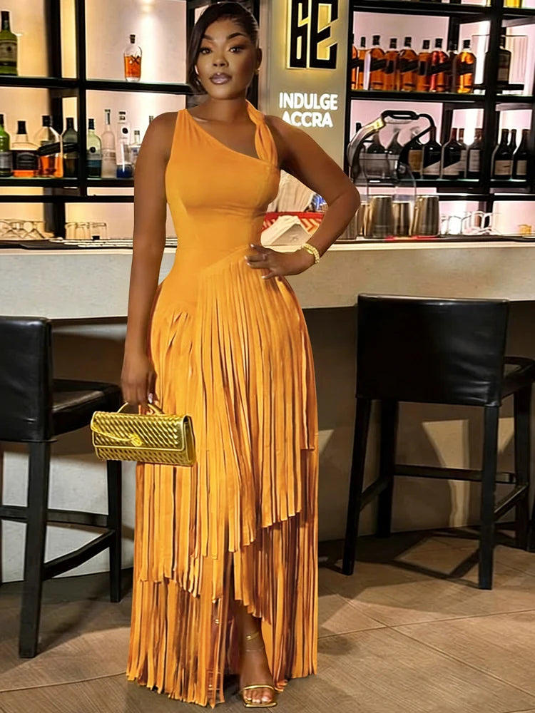 Steal the Spotlight Fringe Maxi Dress