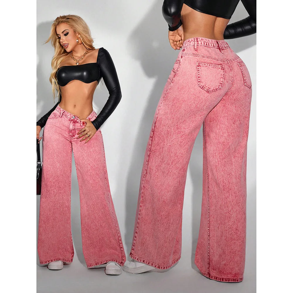Rosé Revival Wide-Leg Jeans