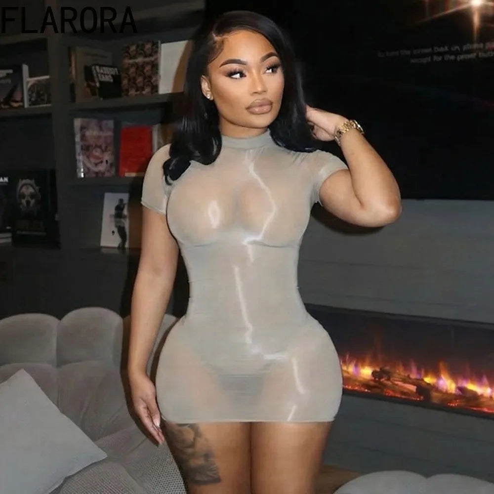 Second Skin Mesh Mini Dress
