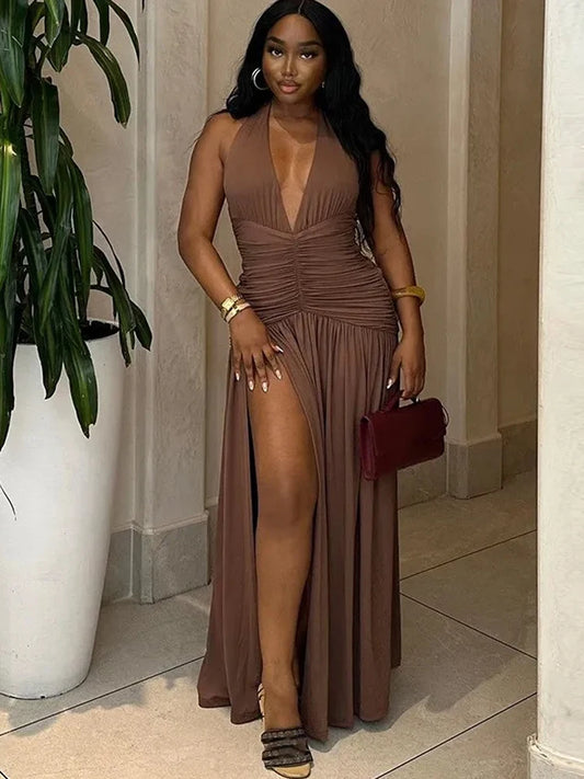 Midnight Muse Plunge Maxi Dress