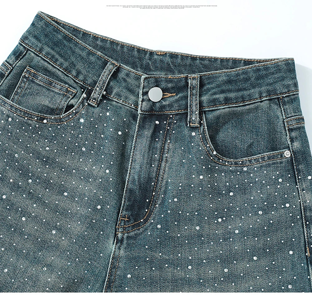 She Sparkles - Sequin Wide-Leg Denim Jeans