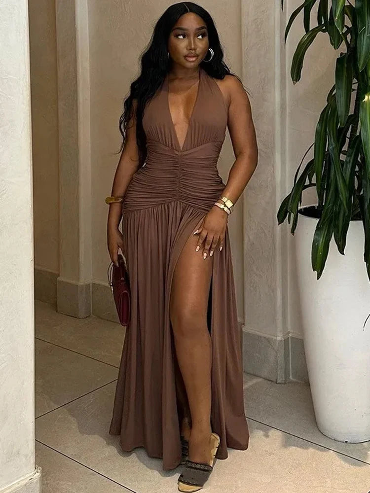 Midnight Muse Plunge Maxi Dress