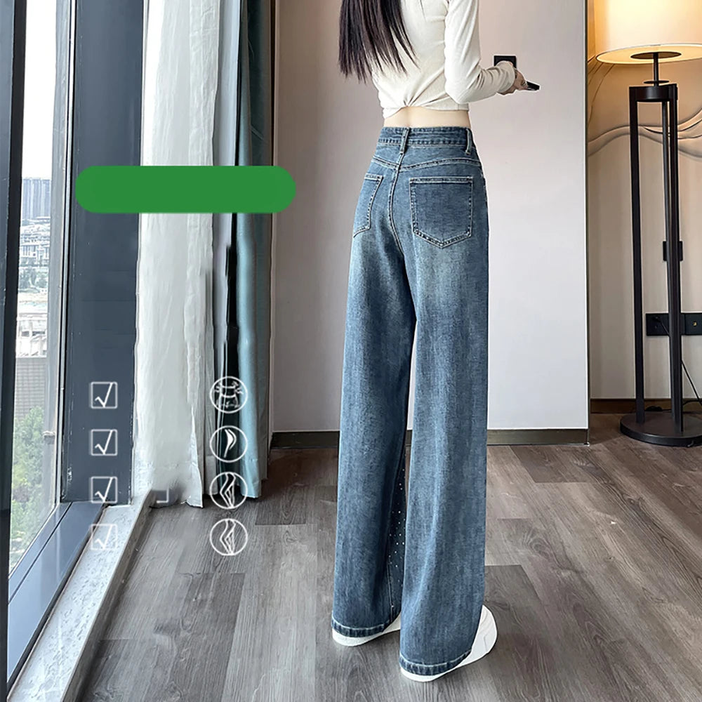 She Sparkles - Sequin Wide-Leg Denim Jeans