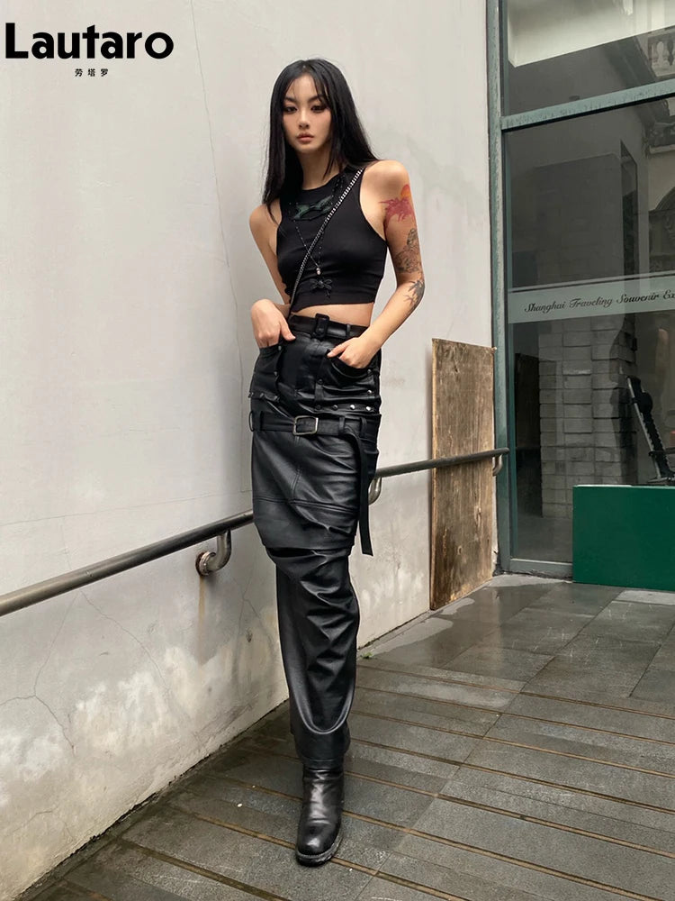 She's A Rebel - Luxe Faux Leather Cargo Skirt