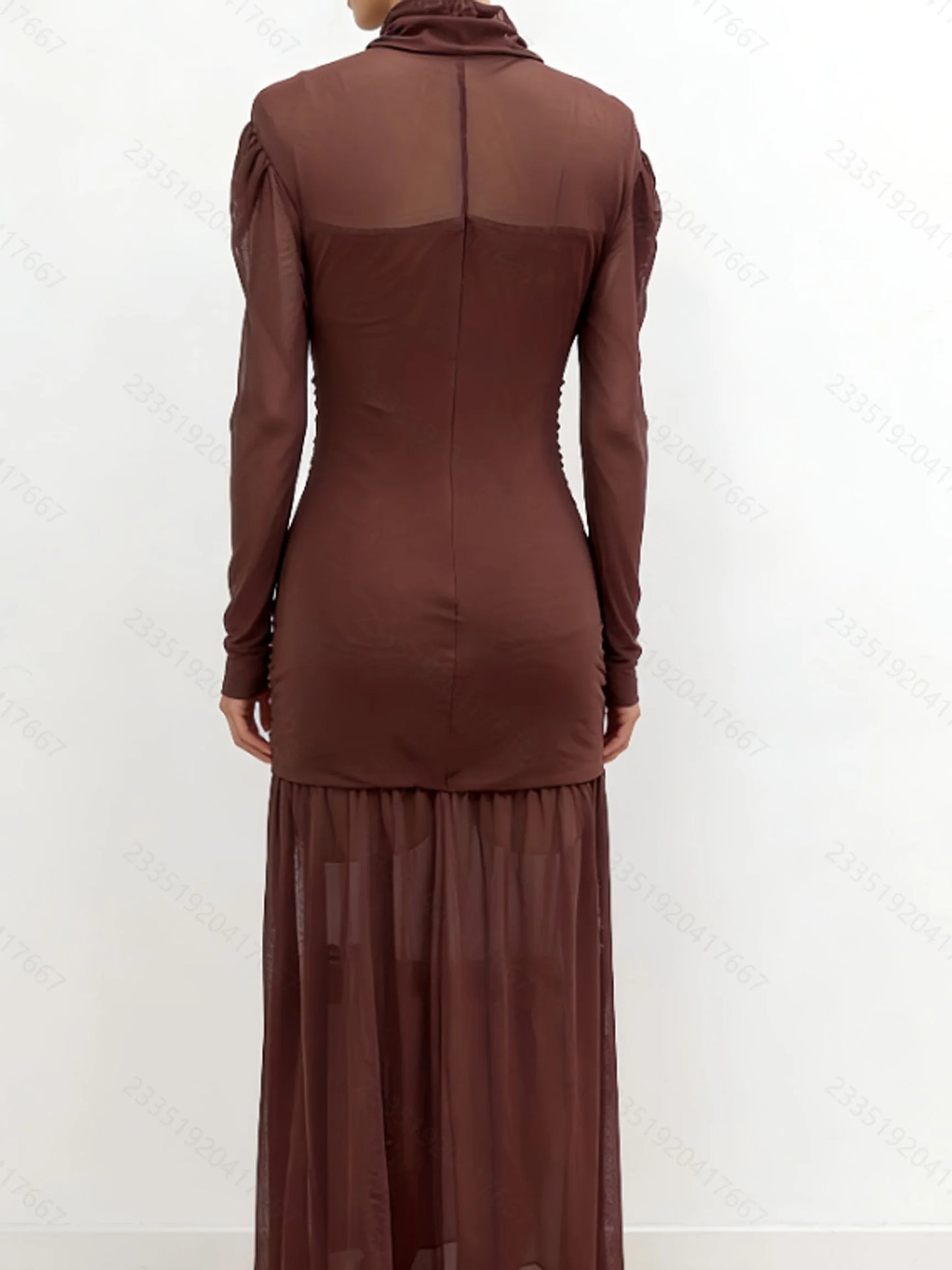 Espresso Enchantment Sheer Maxi Dress