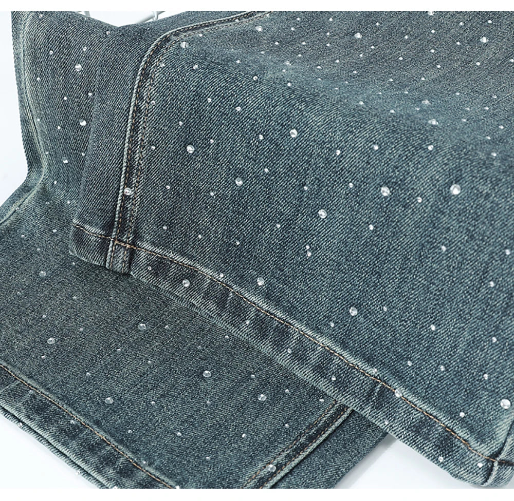 She Sparkles - Sequin Wide-Leg Denim Jeans